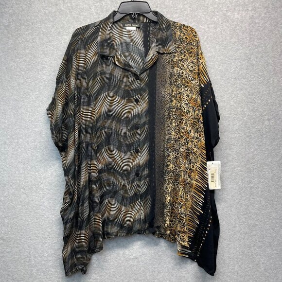 Carol Turner Artsy Top Womens One Size Flowy Poncho Kimono Oversized Animal Mob - Picture 1 of 14